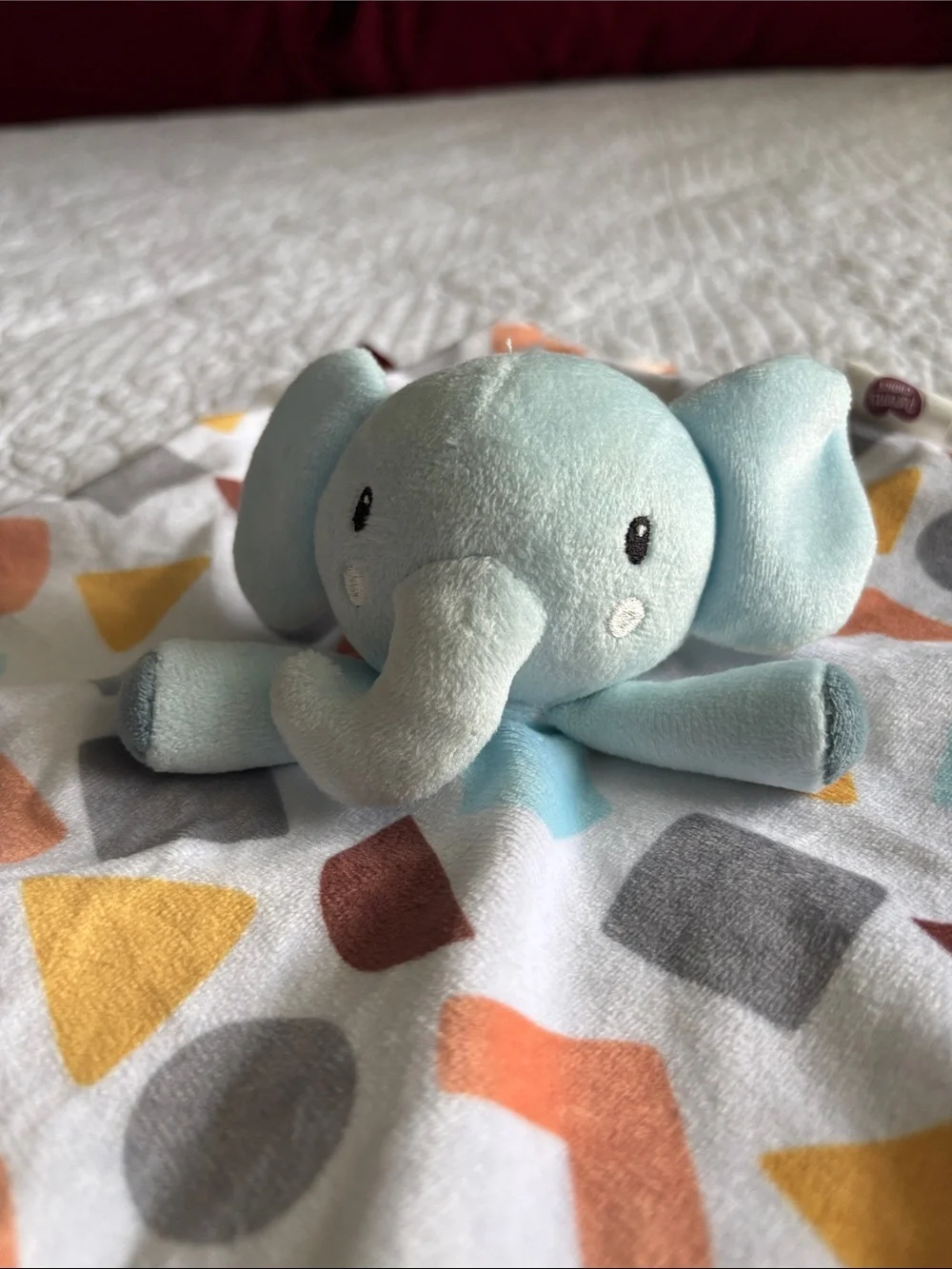 Parents Choice Plush Elephant Taggie Security Blanket Lovey Light Blue